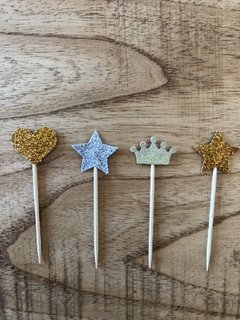Toppers Pinchos Corazones, estrellas o Banderitas para Cupcakes - comprar online