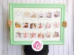 Cuadro Marco Con 12 Fotos Polaroid Decapado Vintage Eventos - tienda online