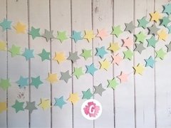 Guirnalda Cosida de Estrellas Colores con Dorado o Plateado - Guinda Decoración