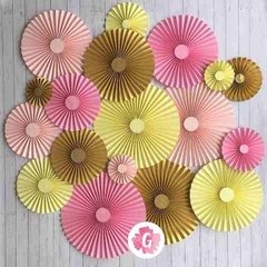 Pack 18 Rosetas Papel Doradas Glitter Brillitos Plateadas - tienda online