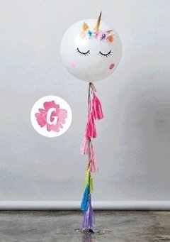 Globo Gigante Unicornio con apliques y Flecos