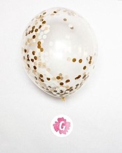Globos transparentes con confetti dorados o plateados