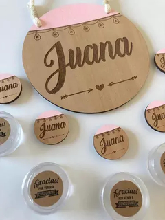 Pack 10 souvenir-de-nacimiento + cuadro de-nacimiento-personalizabas-en-madera - comprar online
