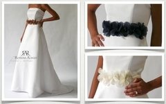 Cinturón flores de organza Estilo L6002 - Novias Romina Albizu
