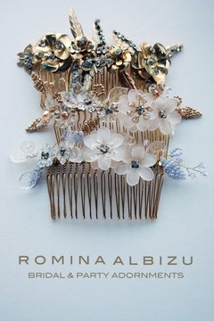 Peineta de flores heladas Style 7457 Candy - Light Blue - Gold - comprar online
