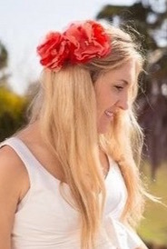 Flor de gasa de seda natural coral