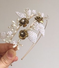 Vincha perla y dorado Estilo fv111 - comprar online