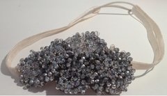Tocado cristal de roca plata Estilo Uki003 - Novias Romina Albizu