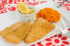 Milanesa de merluza con puré