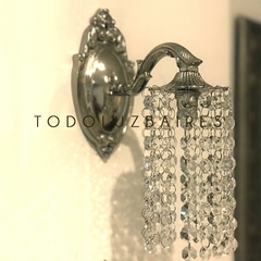 Aplique de pared de 1 luz de bronce cromado con lluvia de caireles