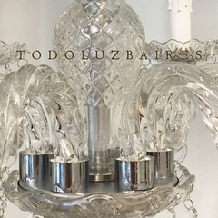 Araña de vidrio de 5 luces línea PETIT con capuchon cromado - TodoLuzBaires