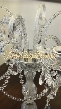 Candelabro de vidrio con 4 porta velas y rizos de 60cm - TodoLuzBaires
