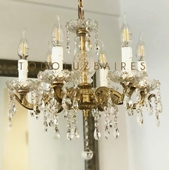 Araña de 6 luces de bronce fundición dorada. Consultar por bronce niquelado /platil/plata vieja - comprar online