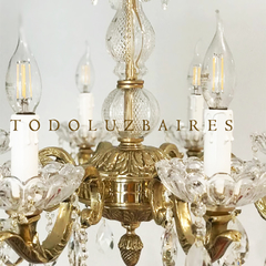 Araña de bronce de fundición dorada de 8 luces Modelo PREMIUM! - TodoLuzBaires
