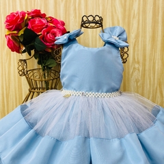 vestido de festa infantil azul