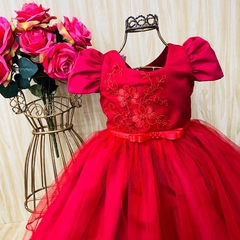 vestido de festa infantil vermelho