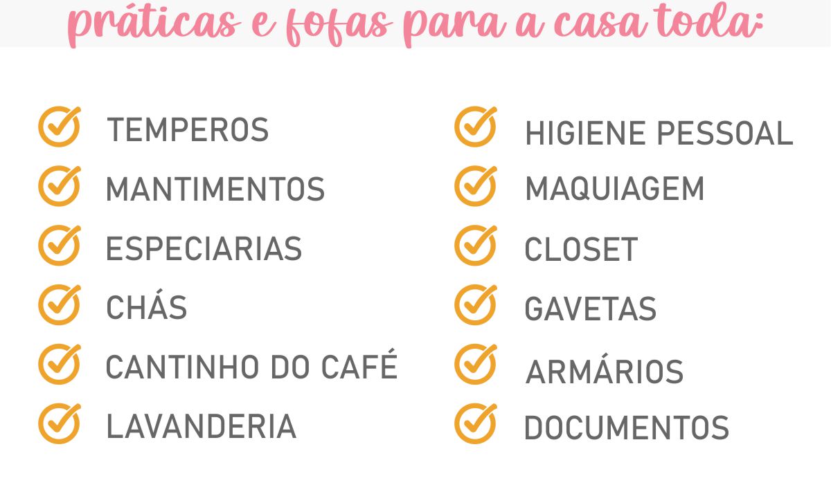 etiquetas organizadoras para lavanderia, cantinho do café, armários e gavetas