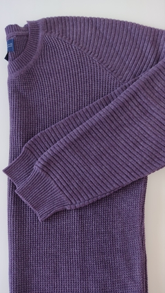 SWEATER CUELLO REDONDO PUNTO COMBINDO COLOR UVA - comprar online