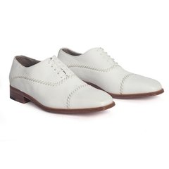 ZAPATO ACORD. CUERO FLOWTTER BLANCO SUELA DE MADERA