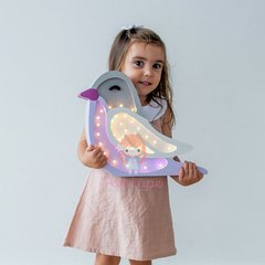 Pájaro sentado - en Madera y luces led a pilas