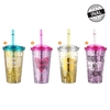 VASO  GLITTER C/ CIERRE Y SORBETE
