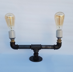 Aplique Doble Techo Pared Caño 1/2" Hierro Vintage - Línea Plommer - CON LAMPARAS