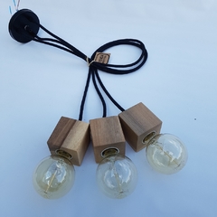 Lámpara Colgante Madera Guayubira x 3 + Cable Textil - SIN LAMPARAS - tienda online
