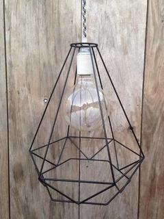 Colgante Diamante Negro con Lámpara y Cable Textil - Tienda Industrial en internet