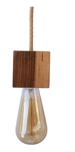Colgante Madera Guayubira x 1 + C/ Textil + Lámpara Pera - comprar online