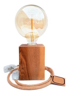 Velador Vertical Grande Madera Guayubira con Cable Textil a Elección. - comprar online