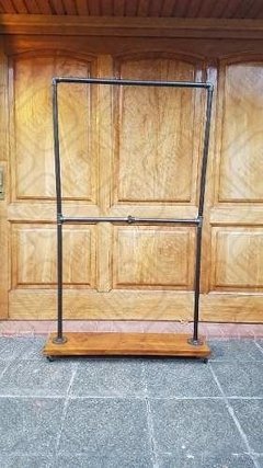 Perchero Doble Vestidor Pie Base Madera Álamo Con Ruedas Caño 3/4" - Tienda Industrial