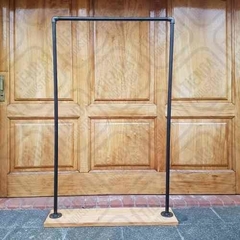 Perchero Pie Vintage 1 mt Caño 3/4" Reforzado Con Ruedas Madera Álamo