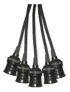 Colgante Lampara Negro Deco Techo X5 Cable Textil A Eleccion