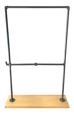 Perchero Doble Vestidor Pie Base Madera Álamo Con Ruedas Caño 3/4"