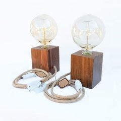 Velador Vertical Grande Madera Guayubira con Cable Textil a Elección. en internet