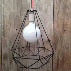 Colgante Diamante Negro con Lámpara y Cable Textil - Tienda Industrial - tienda online