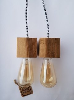 Colgante Madera Guayubira X 2 + Cable a elección - SIN LAMPARAS - comprar online
