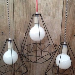 Colgante Diamante Negro con Lámpara y Cable Textil - Tienda Industrial - comprar online