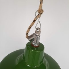 Lampara Colgante Galponera 30 Cms Enlozada Cable Textil Vintage Industrial en internet