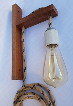 Aplique Lámpara Pared Escandinava Porta de Cerámica Vintage, Cable Textil y Lámpara de Filamento