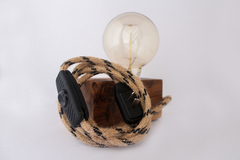 Velador Horizontal de Madera de Guayubira con Cable Textil - SIN LAMPARA - tienda online