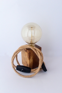 Velador Vertical Taco Madera de Guayubira con Cable Textil Vintage - Con Lámpara en internet