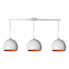 Colgante de diseño de 3 luces E27 cabezales semi esfera con terminacion en blanco / negro e interior naranja MRK.83 - comprar online