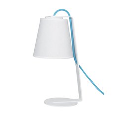 Lampara de mesa / Velador de 1 luz E27 con pantalla conica varios colores terminacion blanco / negro con cable textil de color LDS.35 - tienda online