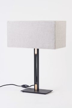 Lampara de mesa / escritorio / velador de 1 luz E27 diseño minimalista con pantalla de lino terminacion blanco / negro con detalles en cobre / bronce / platil / cromo MFN.20 - comprar online