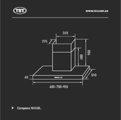 CAMPANA TST NIHUIL 75 cm - tienda online