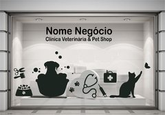Adesivo Vitrine Pet Shop Veterinário Clínica Parede Personalizado M1t2