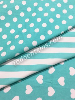 Gabardinas Estampadas - Linea Antartica - Aqua Hearts - comprar online