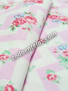 Pique Estampado - Shabby Pink - Todoentelas.com