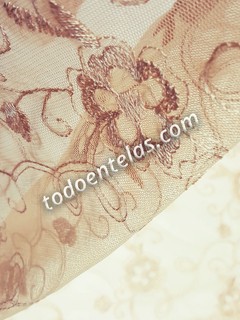 Tul Bordado - Golden Flowers